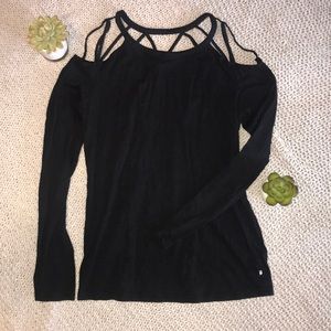 Fabletics SIZE M Black Cut out long sleeve top